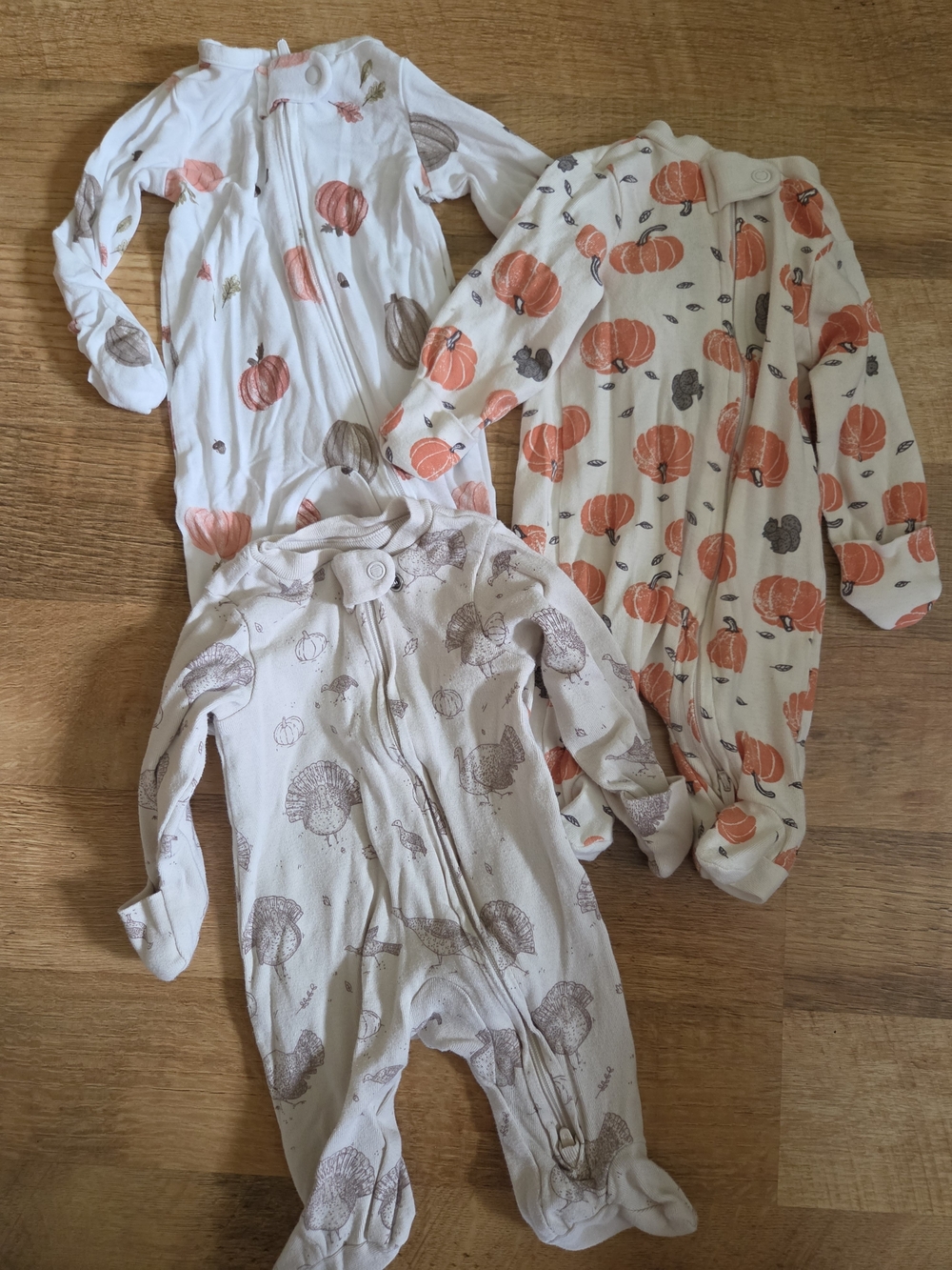 Carter's Fall Zipper Footie Lot - Pumpkins, Turkeys